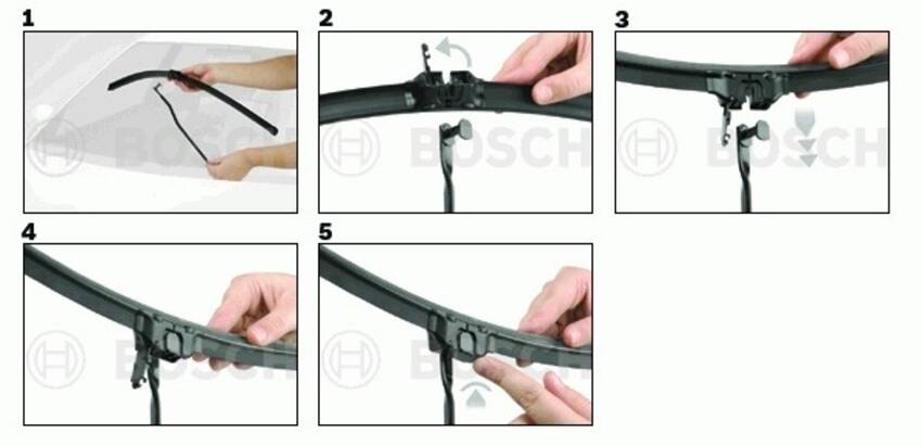 монтаж дворников с креплением side mounting
