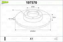 Тормозной диск Valeo 197570 для Subaru Outback 5 пок.