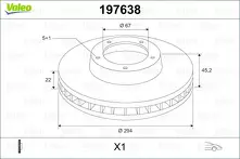 Тормозной диск Valeo 197638 для BMW 2 серии F45 / Active Tourer / рестайлинг