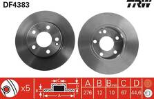 Тормозной диск TRW DF4383 для Mercedes-Benz A-Class W169 / рестайлинг
