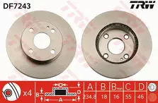 Тормозной диск TRW DF7243 для Mazda Demio 1 пок.