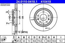 Тормозной диск ATE 24.0110-0418.1 для Mazda CX-3 DK