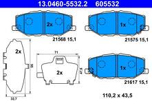 Передние тормозные колодки ATE 13.0460-5532.2 для Suzuki Jimny 4 пок.