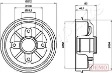 Задний тормозной барабан Japanparts TA-0608C