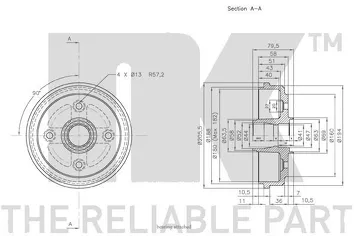 NK 255004 <span>задний тормозной барабан</span>