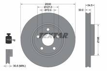 Тормозной диск Textar 92274803 для Jeep Grand Cherokee 4 пок.