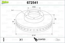 Тормозной диск Valeo Coated 672541 для Audi A6 C6 / седан / рестайлинг