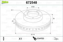 Тормозной диск Valeo Coated 672548 для Audi A6 C6 / седан / рестайлинг