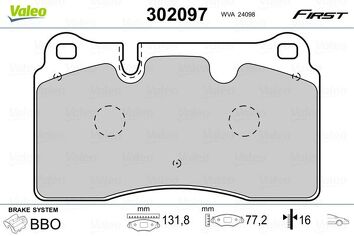 Valeo First 302097 <span>тормозные колодки передние</span>