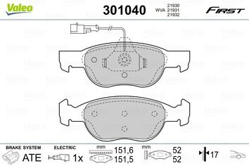 Valeo First 301040 <span>тормозные колодки передние</span>