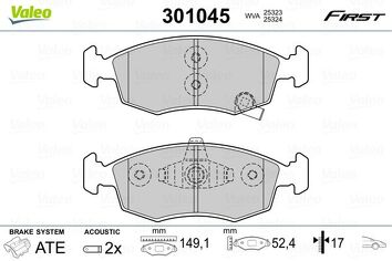 Valeo First 301045 <span>тормозные колодки передние</span>