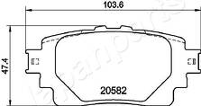 Задние тормозные колодки Japanparts PP-264AF для Toyota Highlander 4 пок. / U70