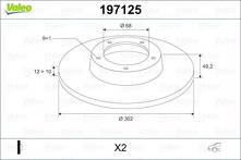 Тормозной диск Valeo 197125 для Audi A6 C6 / седан / рестайлинг