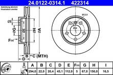 Тормозной диск ATE 24.0122-0314.1 для Mini Clubman F54