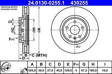 Тормозной диск ATE 24.0130-0255.1 для Opel Insignia B / Country Tourer