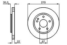 Тормозной диск Bosch 0 986 479 071 для Mercedes-Benz Vaneo W414