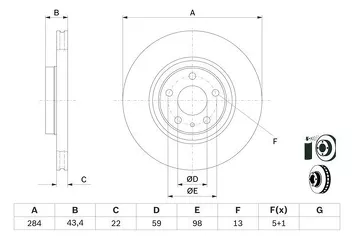 Bosch 0 986 478 521 <span>тормозной диск вентилируемый</span>