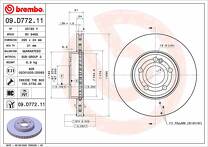 Тормозной диск Brembo Prime Line 09.D772.11 для Mercedes-Benz B-Class W247 / Sports Tourer / рестайлинг