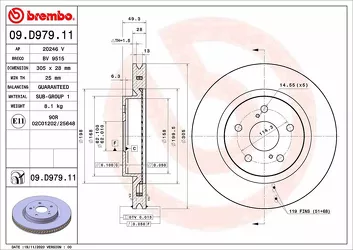 Brembo Prime Line 09.D979.11 <span>тормозной диск вентилируемый</span>