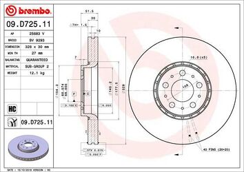 Brembo Prime Line 09.D725.11 <span>тормозной диск вентилируемый</span>