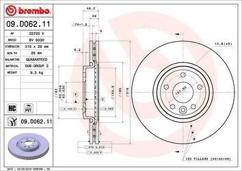 Brembo Prime Line 09.D062.11 <span>тормозной диск вентилируемый</span>