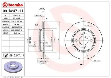 Brembo Prime Line 09.D247.11 <span>тормозной диск вентилируемый</span>