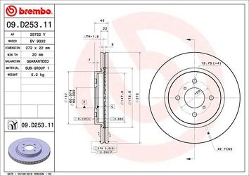 Brembo 09.D253.11 <span>тормозной диск вентилируемый</span>