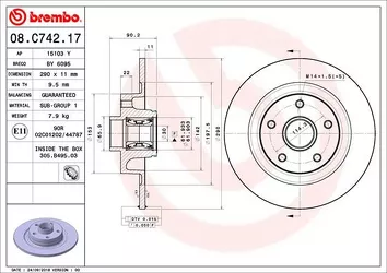 Brembo Prime Line 08.C742.17 <span>тормозной диск полный</span>