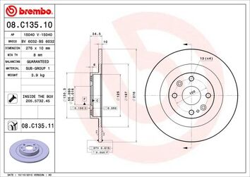 Brembo Prime Line 08.C135.11 <span>тормозной диск полный</span>