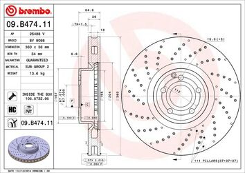 Brembo Prime Line 09.B474.11 <span>тормозной диск вентилируемый</span>