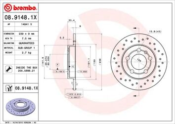 Brembo Xtra Line 08.9148.1X <span>тормозной диск </span>