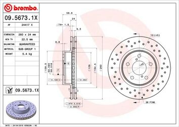 Brembo Xtra Line 09.5673.1X <span>тормозной диск вентилируемый</span>