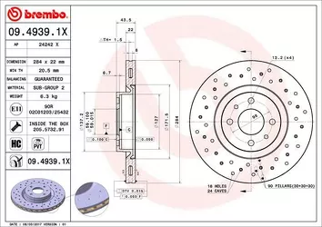 Brembo Xtra Line 09.4939.1X <span>тормозной диск вентилируемый</span>