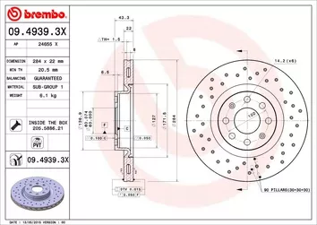 Brembo Xtra Line 09.4939.3X <span>тормозной диск вентилируемый</span>