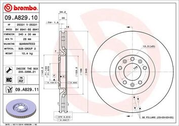 Brembo Prime Line 09.A829.11 <span>тормозной диск вентилируемый</span>