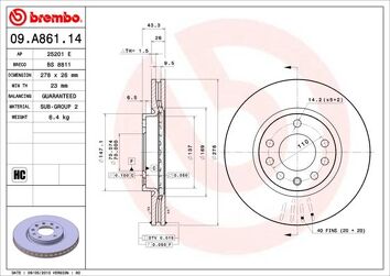 Brembo Prime Line 09.A861.14 <span>тормозной диск вентилируемый</span>