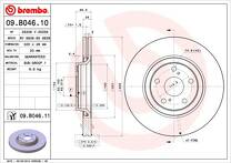 Тормозной диск Brembo Prime Line 09.B046.10 для Toyota Avensis 3 пок. / T27 / универсал / рестайлинг
