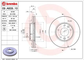Brembo Prime Line 09.A609.10 <span>тормозной диск вентилируемый</span>