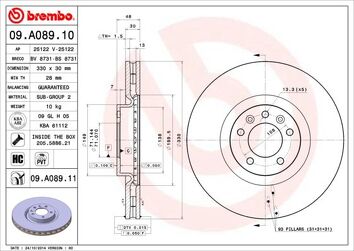 Brembo Prime Line 09.A089.10 <span>тормозной диск вентилируемый</span>