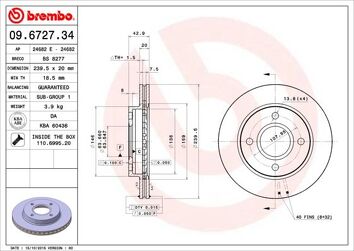 Brembo Prime Line 09.6727.34 <span>тормозной диск вентилируемый</span>