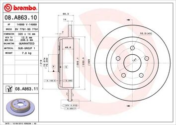 Brembo Prime Line 08.A863.11 <span>тормозной диск полный</span>