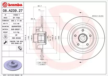Brembo Prime Line 08.A239.27 <span>тормозной диск полный</span>