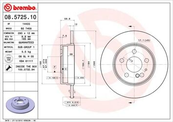 Brembo Prime Line 08.5725.10 <span>тормозной диск полный</span>