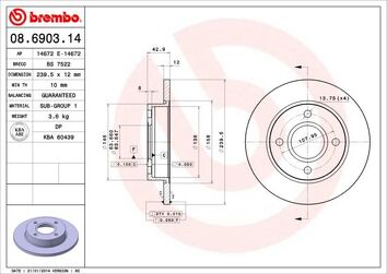 Brembo Prime Line 08.6903.14 <span>тормозной диск полный</span>