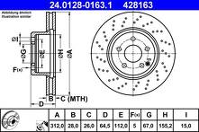 Тормозной диск ATE 24.0128-0163.1 для Mercedes-Benz SL-Class R230