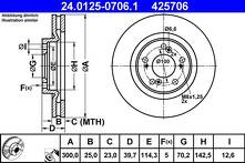 Тормозной диск ATE 24.0125-0706.1 для Honda S2000 1 пок.