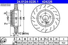 Тормозной диск ATE 24.0124-0226.1 для Mercedes-Benz SL-Class R230