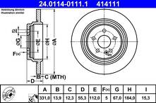 Тормозной диск ATE 24.0114-0111.1 для Mercedes-Benz M-Class W163