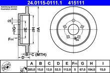 Тормозной диск ATE 24.0115-0111.1 для Mercedes-Benz M-Class W163