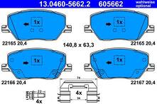 Передние/задние тормозные колодки ATE 13.0460-5662.2 для Jeep Compass 2 пок.